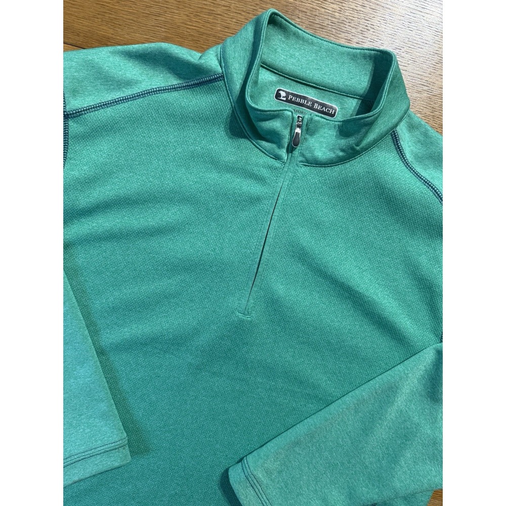 PEBBLE BEACH Men's M Green Performance 1/4 Zip Golf Pullover Cold‎ Weather Comfy